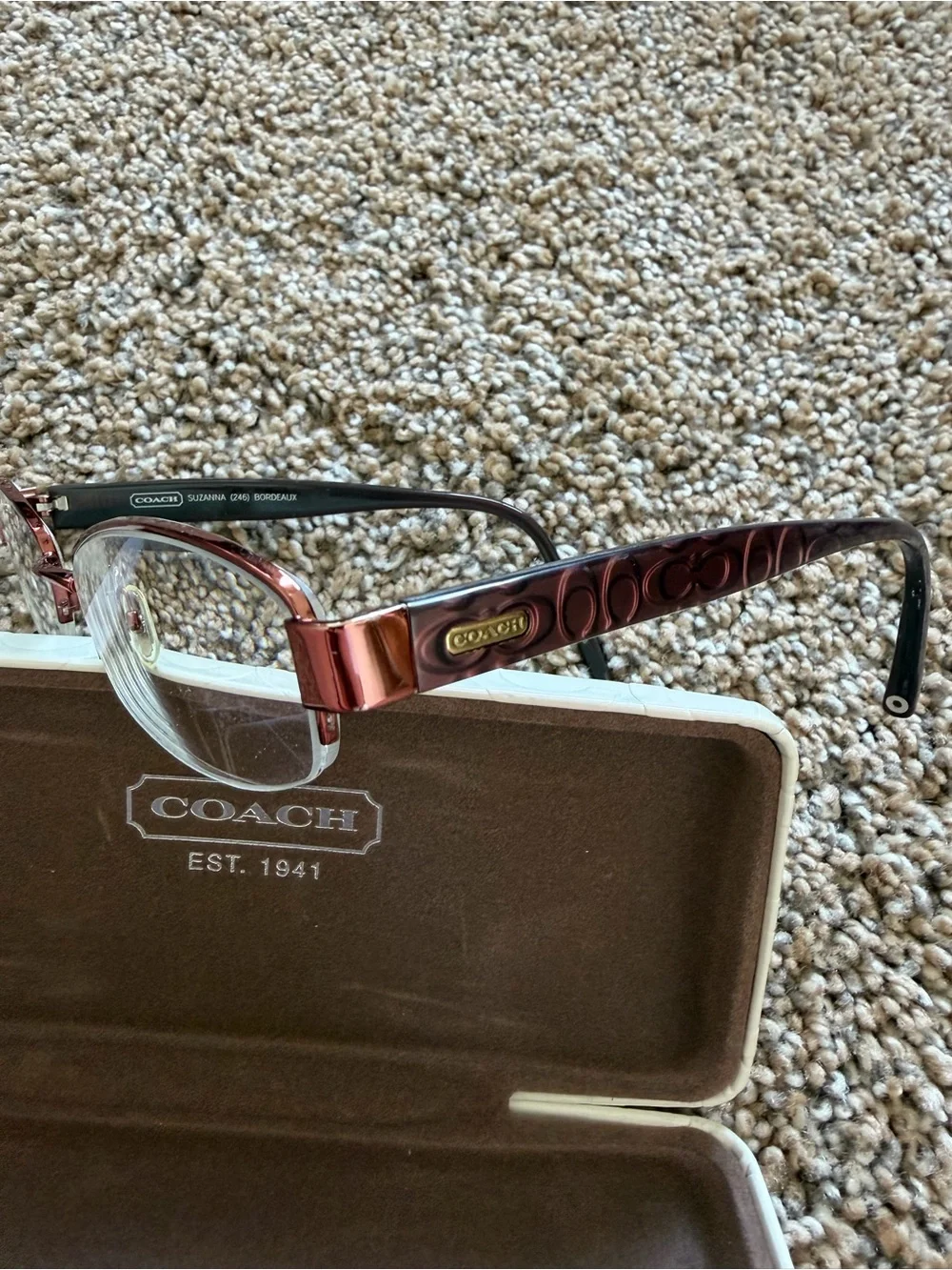 COACH Suzanna Glasses 246 in Bordeaux with Embossed Case
